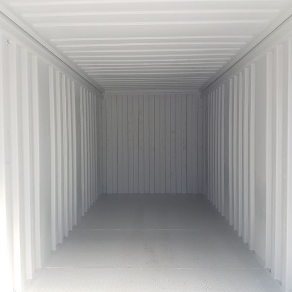 Grey inside of the 20ft Hard Open Top (Steel Floor) container